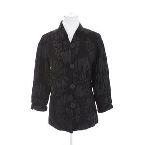 J'Envie New York Sz 10 Black Floral Jacquard Knit Blazer Jacket